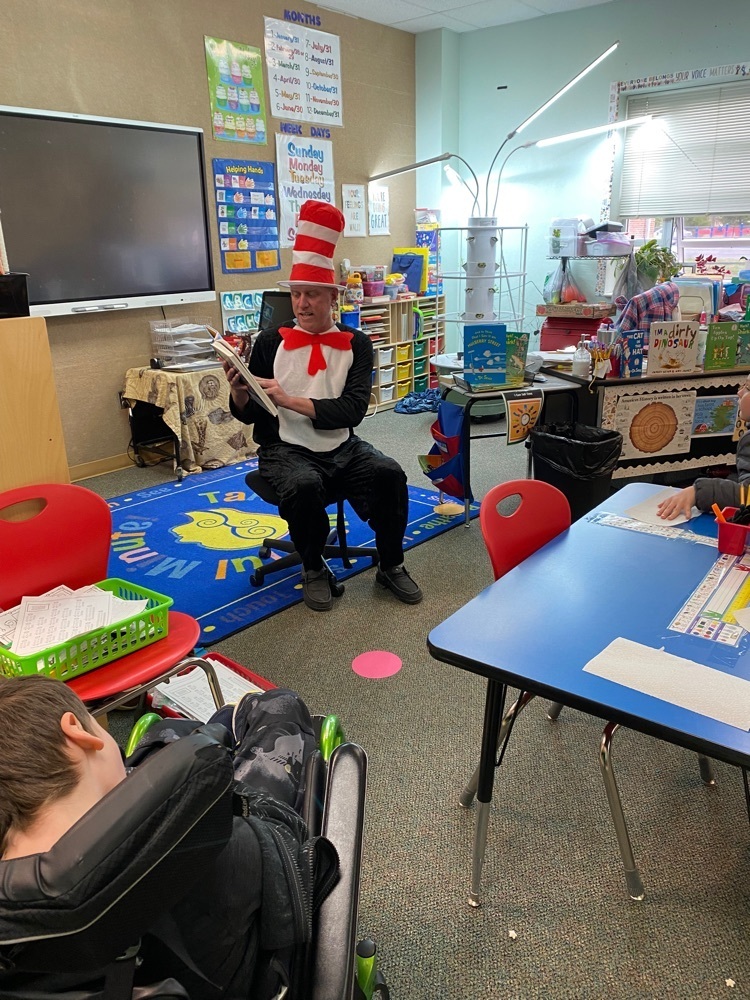 Cat in the Hat reading to the class