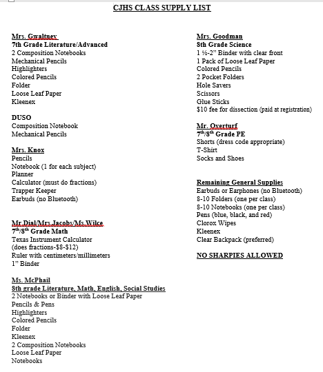 Supply List